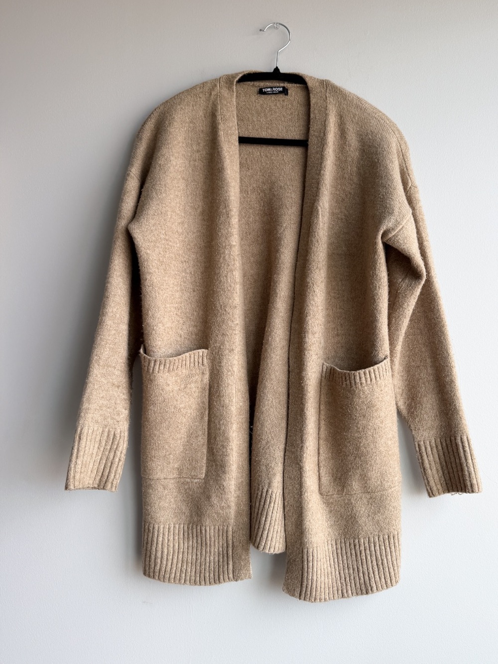 Tom & Rose Open-Front Camel Cardigan Sweater